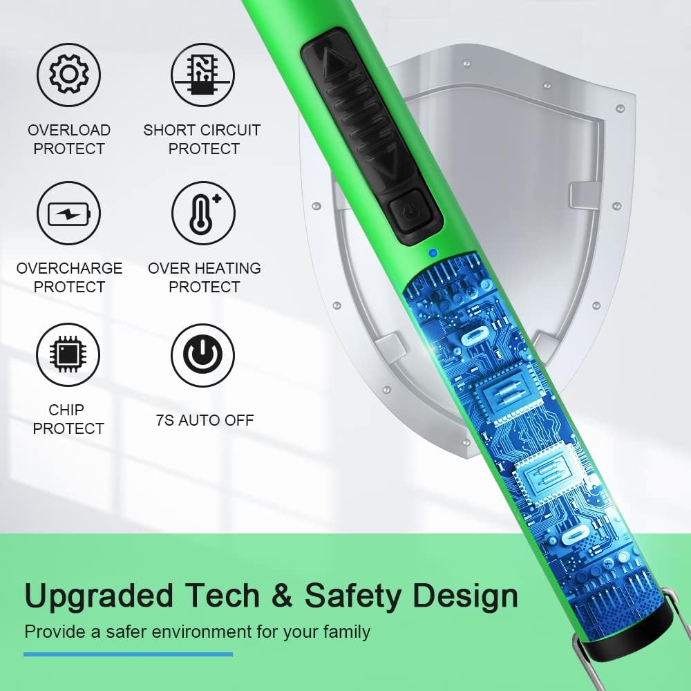 SUPRUS Fluorescent Lighter Glows in The Dark 360°Flexible Neck USB Rechargeable Windproof Triple Safety for Candle Cooking BBQ in Party (Green)