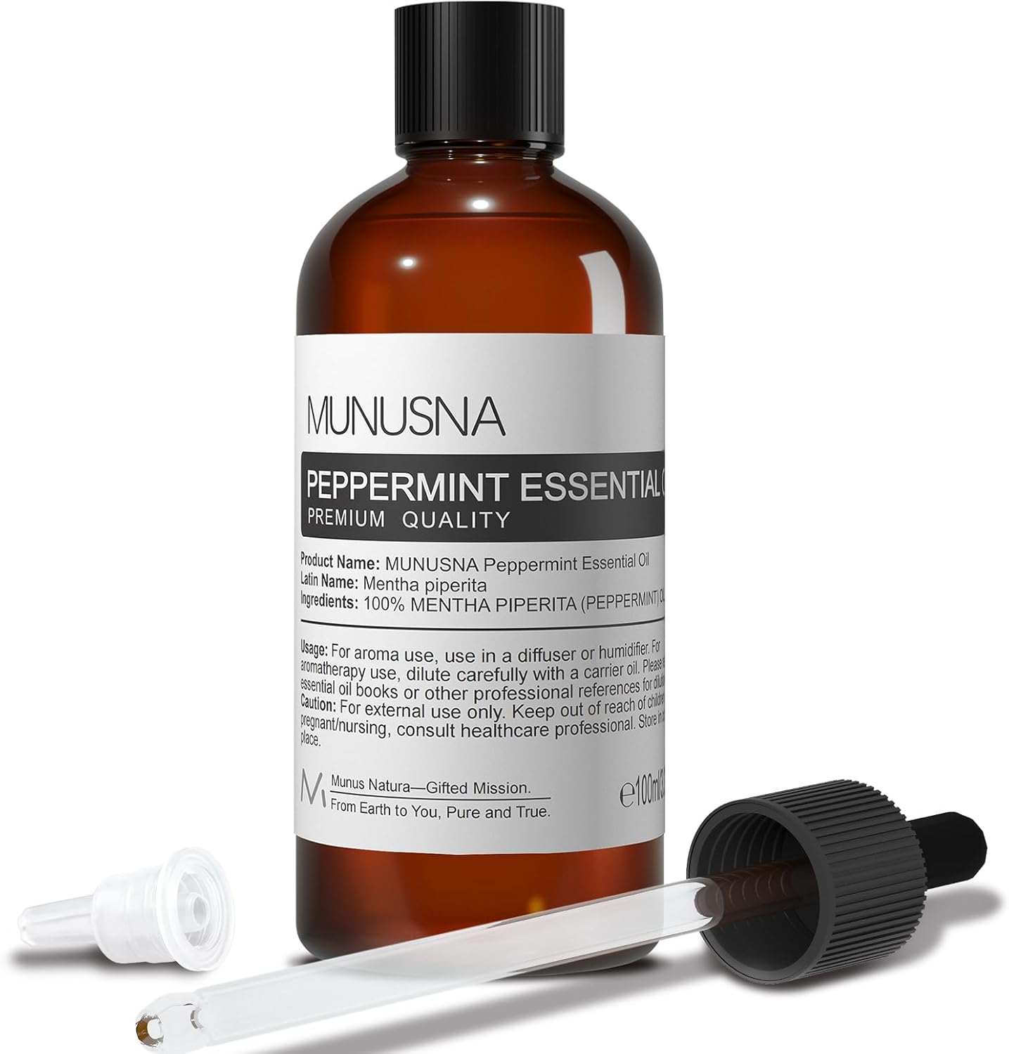 Peppermint Essential Oil, 100% Pure & Natural Peppermint Oil 100ML, Premium Grade Aromatherapy Oil for Skin Body Hair Care, Freshening Air, Mood, Diffuser, Massage, Soap and Candle Making