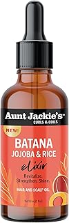 Aunt Jackie's Curls & Coils Batana, Jojoba & Rice Elixir Hair and Scalp Oil, 2 fl oz - Revitalize, Strengthen and Shine