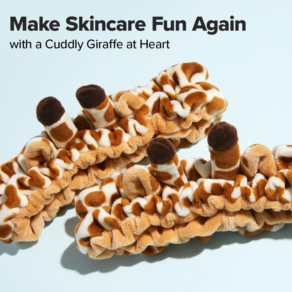 I DEW CARE Face Wash Headband - Giraffe Headband | Adorable Design, Perfect for Cleansing, Bath, Makeup and Spa, 100% Microfiber, Reusable, 1 Count