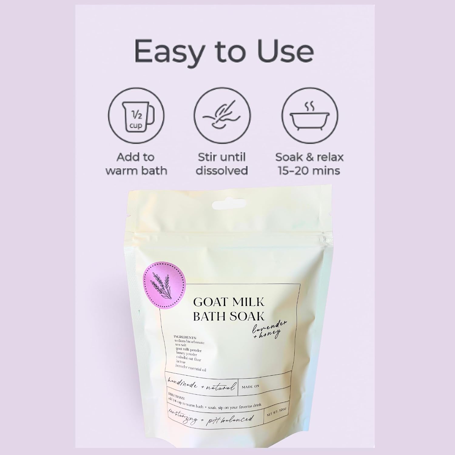Goat Milk Bath Soak with Colloidal Oatmeal & Honey - Moisturizing Milk Bath for Dry & Sensitive Skin - Natural Bath Soak for Itchy Skin Relief - Sonshine Minerals (12 Ounce)