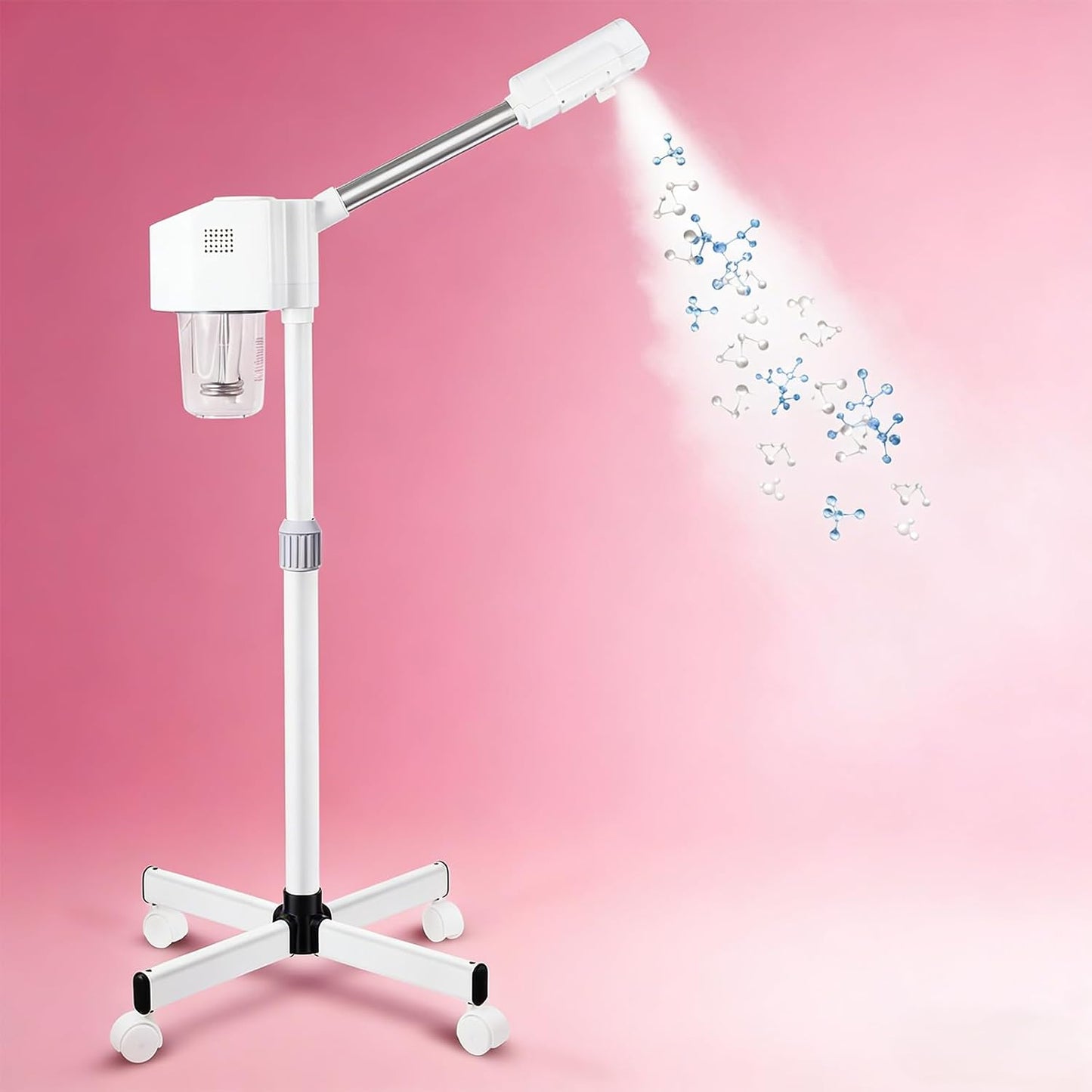 Professional Facial Steamer, Ionic Nano Hot Mist Spray & Timer, Face Steamer for Estheticians, SPA Salon% Home, White