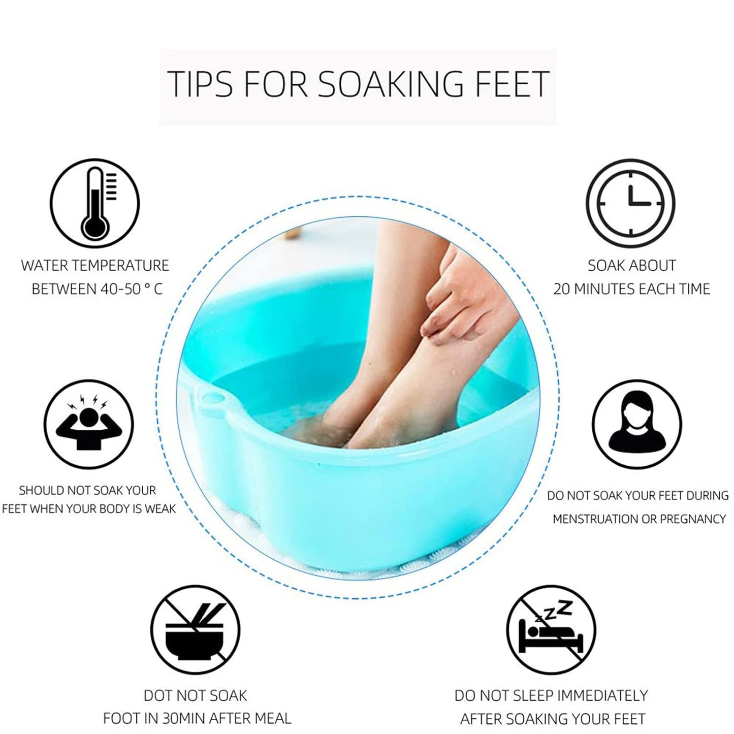Ownest Extra Large Foot Bath Basin, Health Foot Soaking Bath Basin for Soaking Feet & Peducure, Home SPA Massager Tub, SPA Tool for Women and Men, Blue, 1 Count