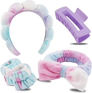 Chanaco Spa Headband, Makeup Headband with Wrist Bands, Hair Accessories for Washing Face and Teen Girl Gifts for Women
