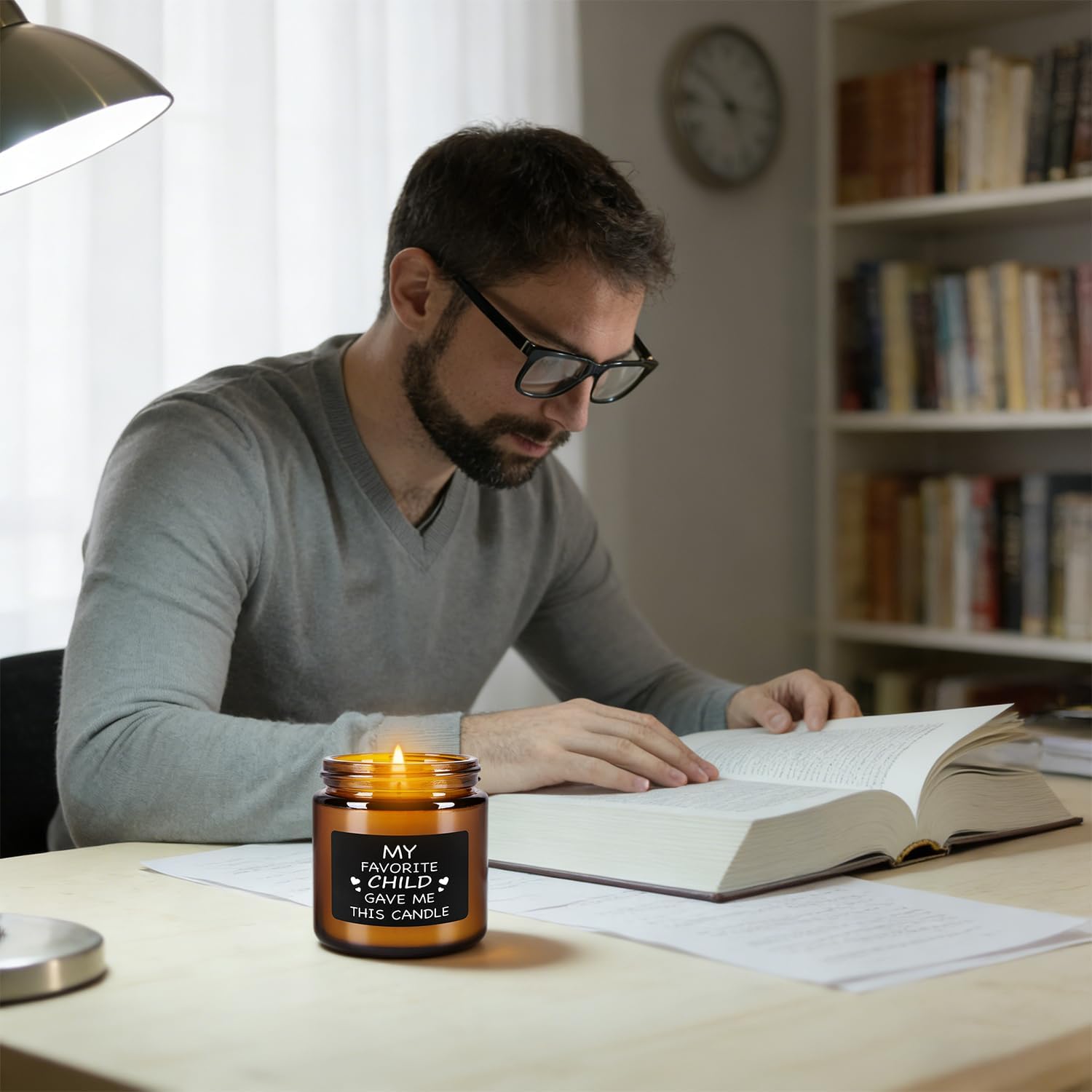 12-Pack Amber Jar Father's Day,Scented Candles, Gift for Dad 3.5oz, Natural Soy Wax and Premium Essential Oils. Ideal for Study Home & Office Aromatherapy.
