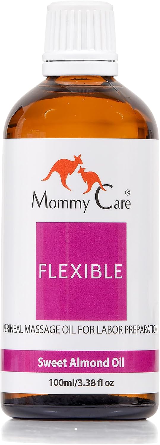 Mommy Care Perineal Massage Oil Labor Preparation, Flexible Perineal Massage Oil, Sweet Almond Oil for Pregnancy and Postpartum Recovery 100ml/3.38 fl.oz Organic All Natural