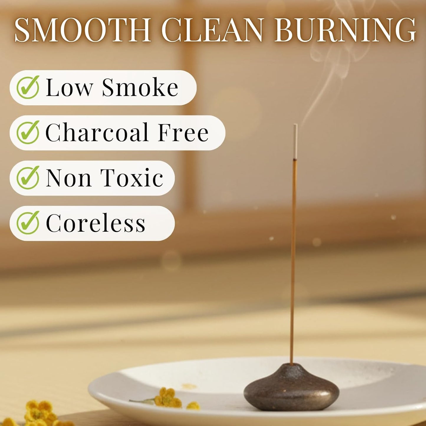 Osmanthus Premium Japanese Incense Sticks 60sticks Coreless Low Smoke Natural Charcoal Free Non Toxic Aromatherapy Meditation Calming Stress Relief Relaxation Yoga TOMORI