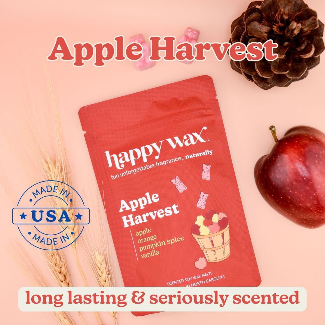 Happy Wax Savory Mix Premium Scented Natural, Non Toxic Soy Wax Melts – 6 Total Oz. of Scented Wax Melts. Includes: Cinnamon Chai, Apple Harvest, and Pumpkin Soufflé