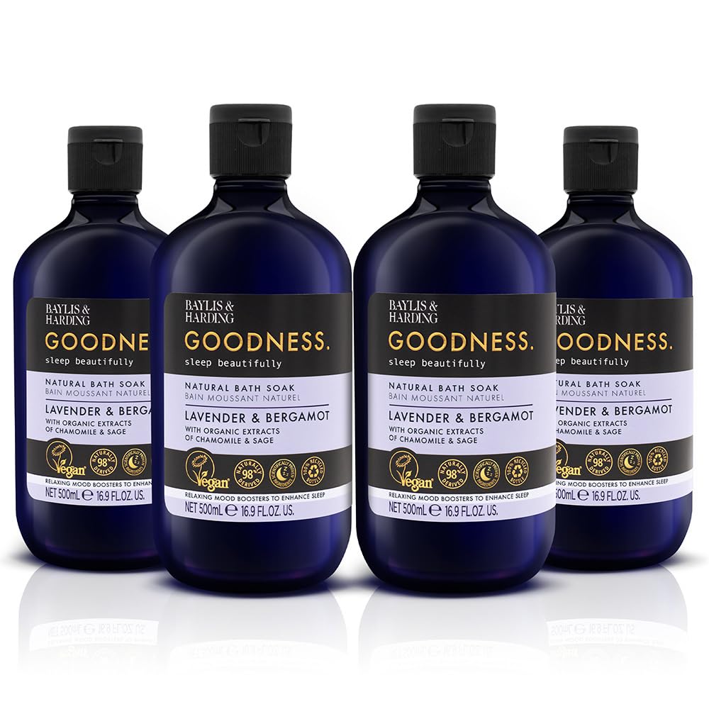 Baylis & Harding Goodness Sleep Lavender & Bergamot Bubble Bath 16.9 fl. oz (Pack of 4) - Vegan Friendly