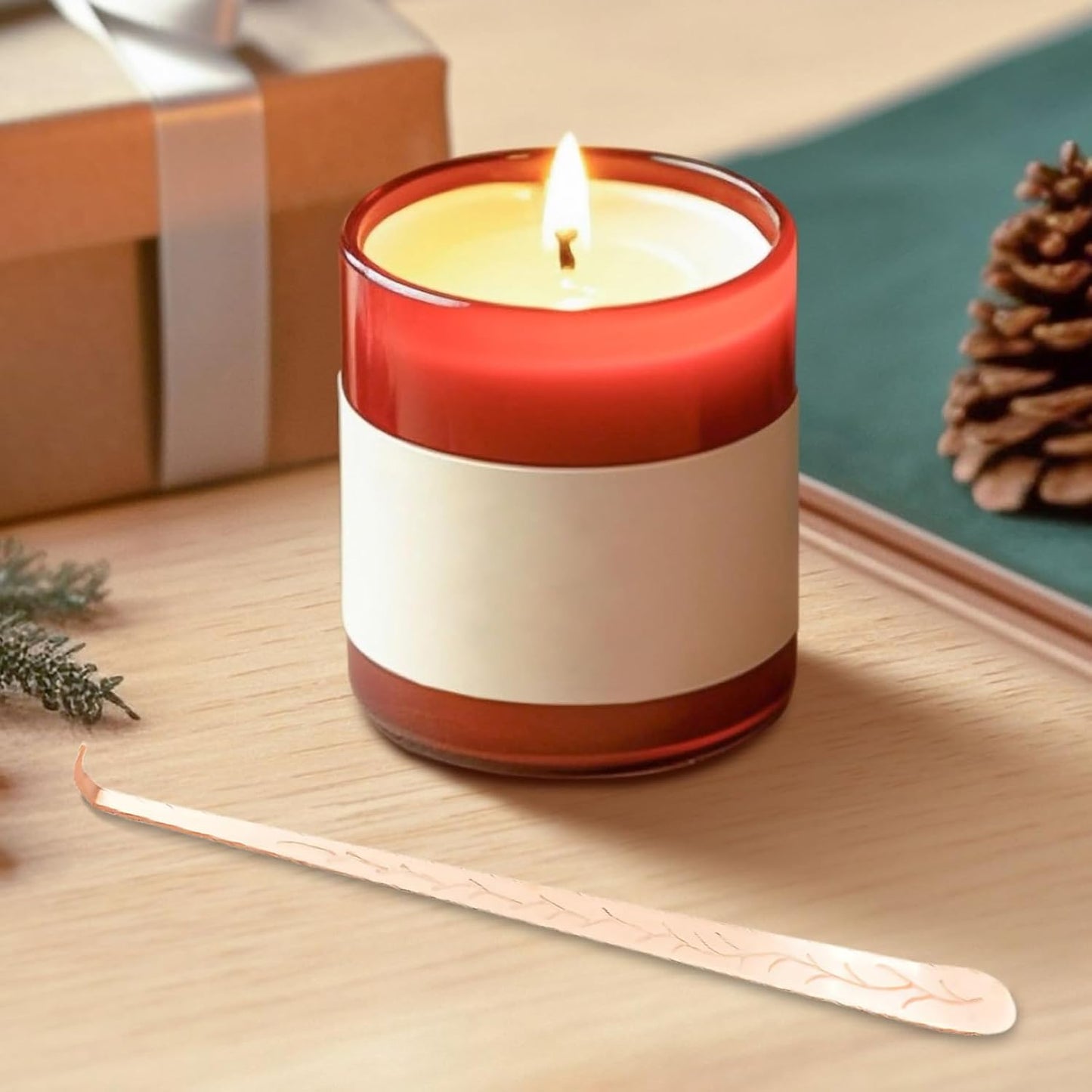 3 in 1 Long Handle Candle Accessories Set，Candle Snuffer and Wick Trimmer ，Wick Cutter，Candle Extinguisher Snuffer (Rose Gold)