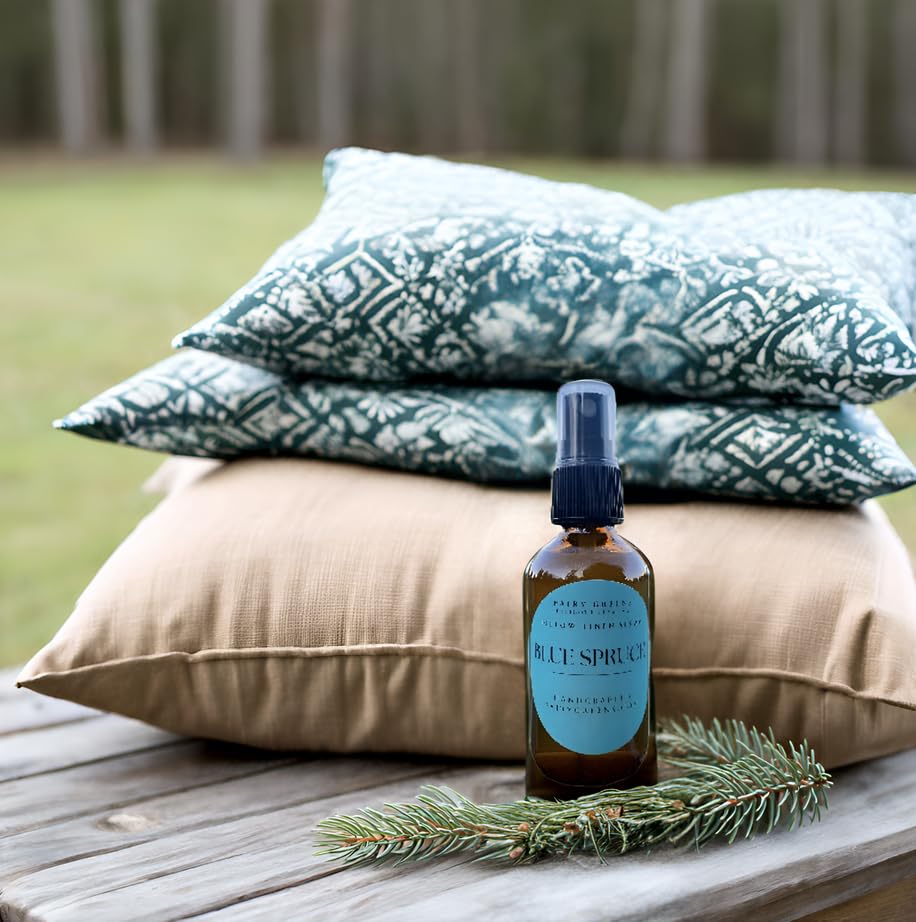 Blue Spruce Pillow/Linen/Body Spray by Fairy Greens Lavender Farm in Ellicott City, MD | All Natural | 2oz Amber Bottle