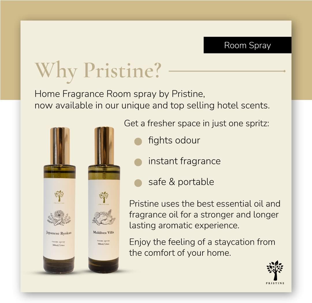 PRISTINE English Country Inn Linen & Room Spray Air Freshener, Made With Essential Oils, Fragrance room spray with Strawberry and Vanilla 3.4oz Pillow Spray