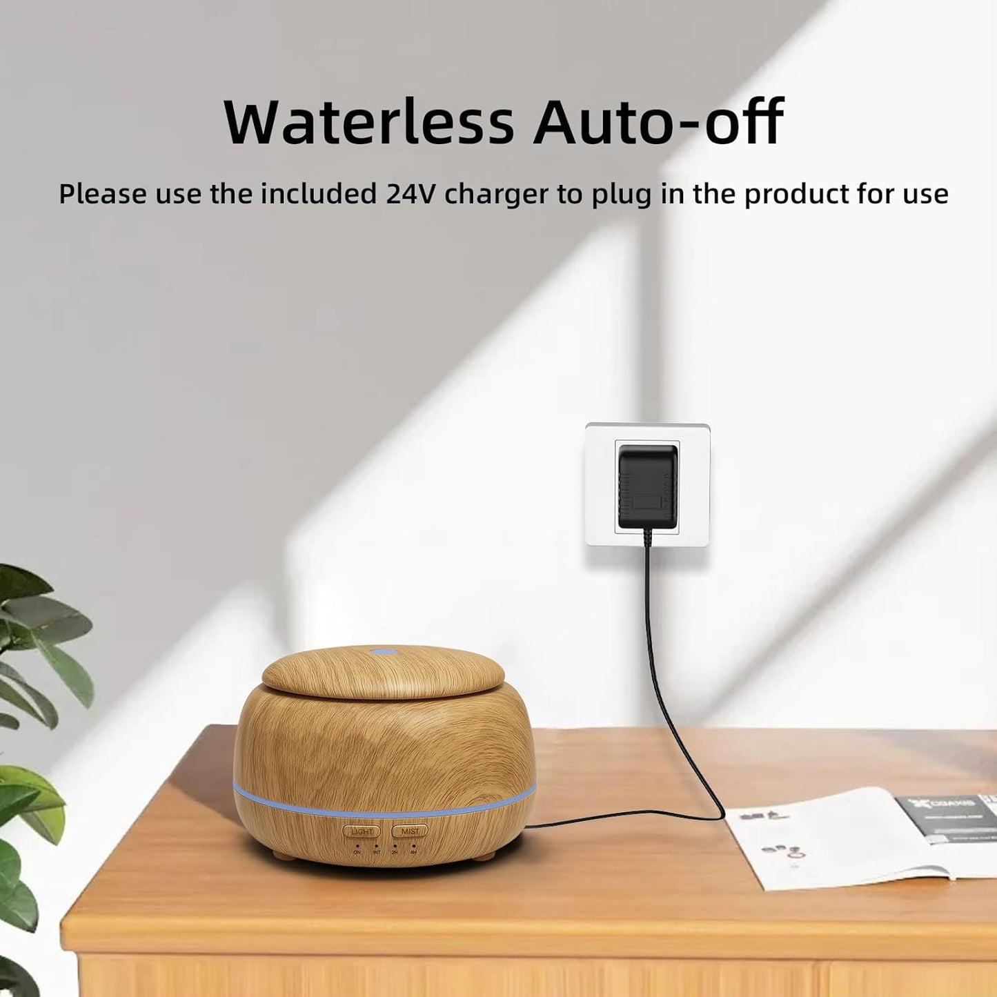 SPLITSKY 300ML Essential Oil Diffusers for Home,Ultrasonic Aromatherapy Diffuser with Remote,7 Color LED Lights,4 Timers,8 Hours Quiet Operation,Auto-Off,for Bedroom, Home,Office(Light Wood)