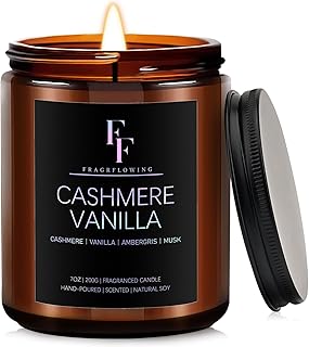Cashmere Vanilla Scented Candle for Home Soy Wax Candle, Aromatherapy Candle Gift for Women Men, 7oz