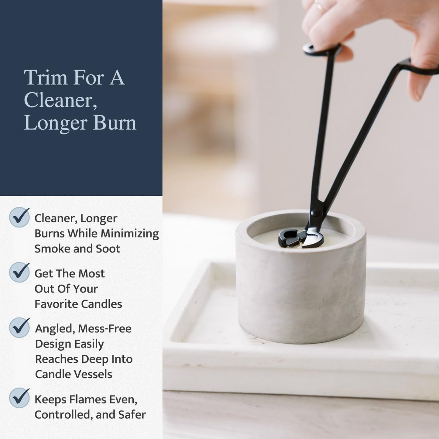 Airy Abode Candle Wick Trimmer, 7 Inch Stainless Steel Wick Cutter for Candles, Cleaner Burn and Less Soot, Black, 1 Pack