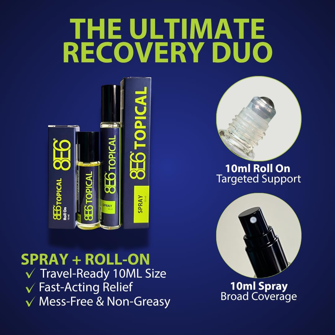 All-Natural 8E6 Cooling Comfort Duo | Menthol Muscle & Joint Cooling 10ML Spray & Roll-On Duo | Targeted Post-Workout Recovery Support, Fast-Absorbing | 41% More Menthol Than Leading Brands