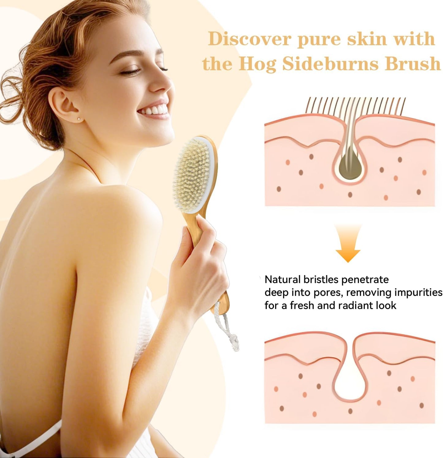 6 Pack Dry Brushing Body Brush, Soft Natural Bristle Exfoliating Dry Brush with Contoured Wooden Handle for Lymphatic Drainage Cleaning Body Skin Care