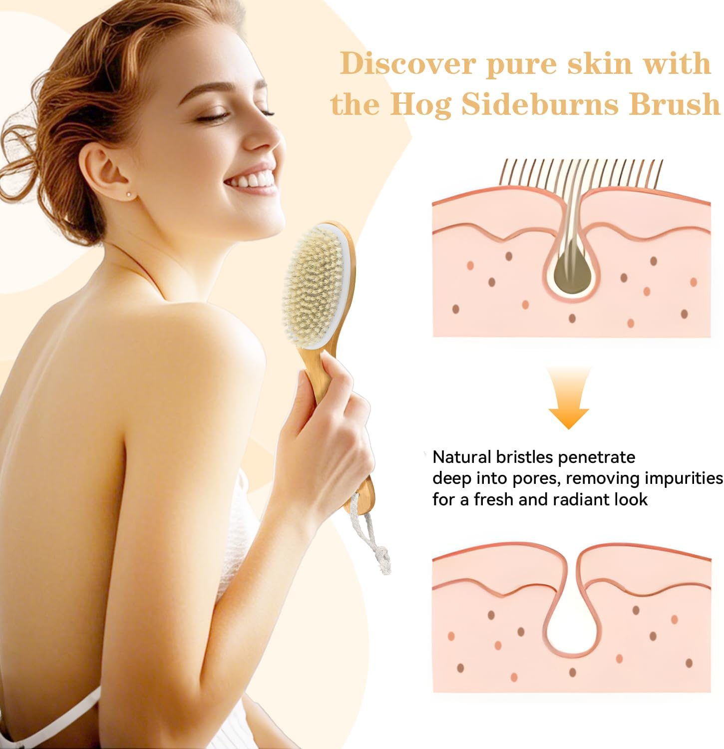 6 Pack Dry Brushing Body Brush, Soft Natural Bristle Exfoliating Dry Brush with Contoured Wooden Handle for Lymphatic Drainage Cleaning Body Skin Care