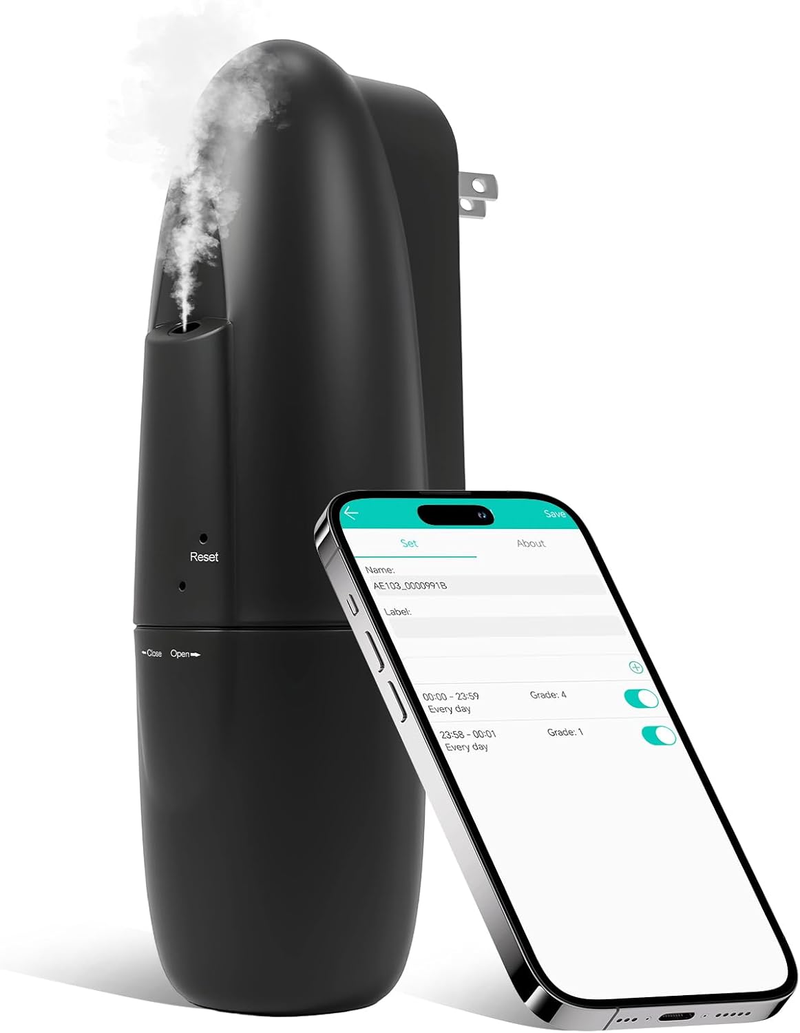 Plug-in Waterless Essential Oil Diffuser, 400-800 Sq.Ft Smart Nebulizing Scent Air Machine with App Control (Bluetooth), 100ml Capacity, Leak-Proof, for Home, Hotel, Office, Spa (Black)