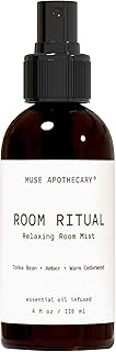 Muse Apothecary Room Ritual - Aromatic and Relaxing Room Mist, Infused with Natural Essential Oils - 4oz, Tonka Bean + Amber + Warm Cedarwood