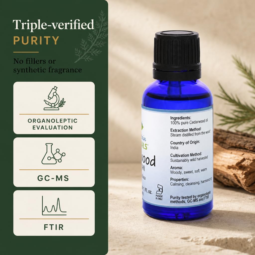 Cedarwood Essential Oil - Pure Natural & Kosher - 1oz Bottle Cedrus Deodara