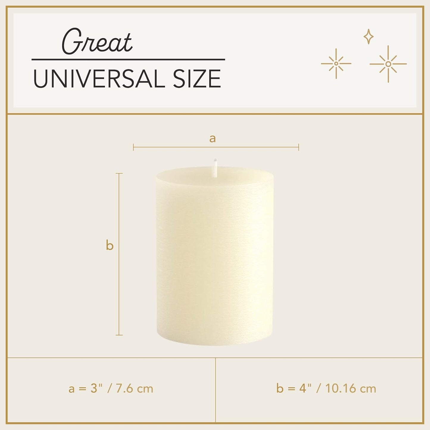 Melt Candle Pillar Candles, 3 Pack - Unscented Candles for Home, Church, Weddings, & More - 3" x 4", Ivory