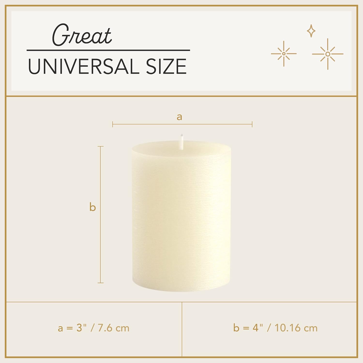 Melt Candle Pillar Candles, 3 Pack - Unscented Candles for Home, Church, Weddings, & More - 3" x 4", Ivory
