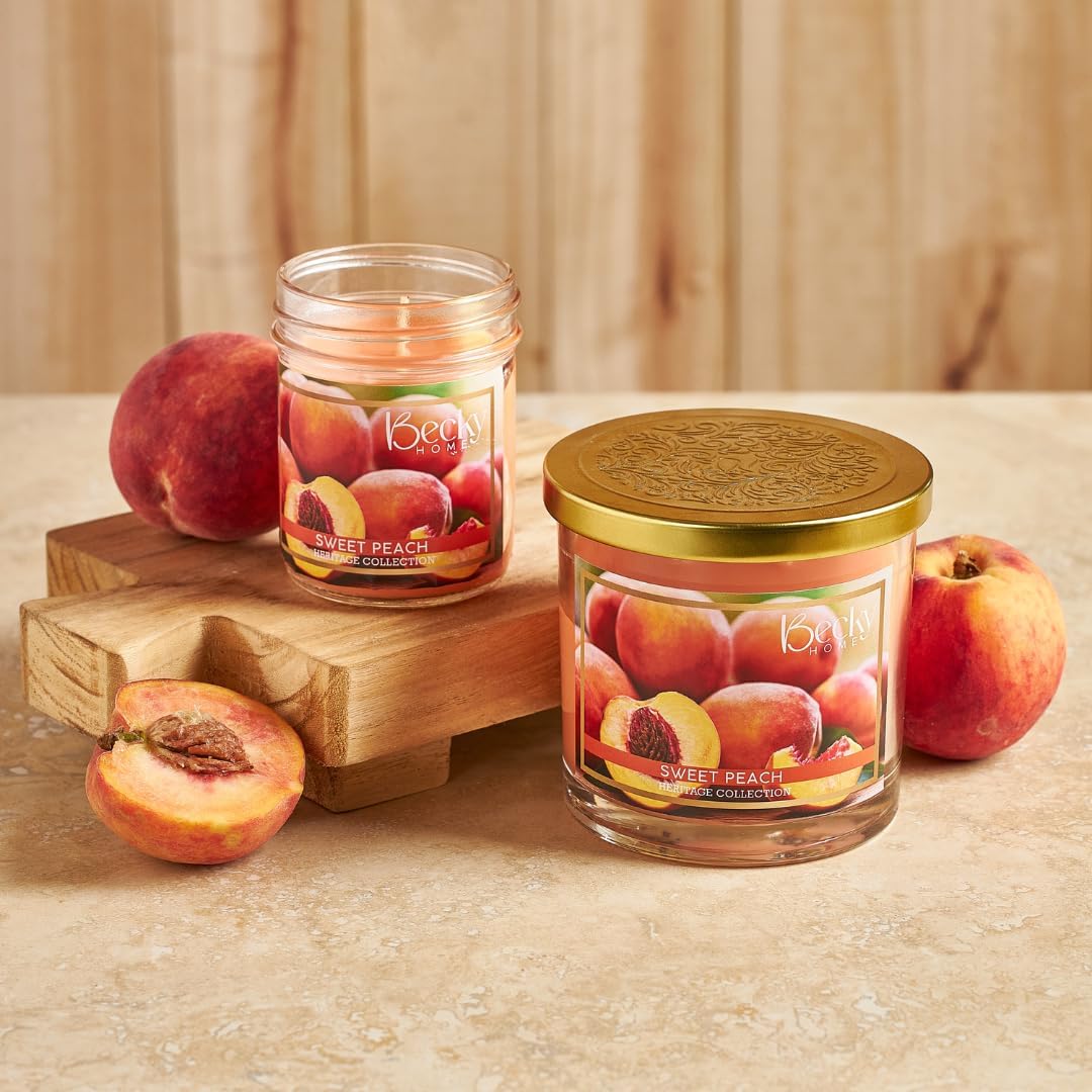 14.5oz Peach Scented Candles for Home, 60 Hrs Soy Wax Candle, Peach Candle for Stress Relief, Fall Candles, Candle Gifts for Men and Women