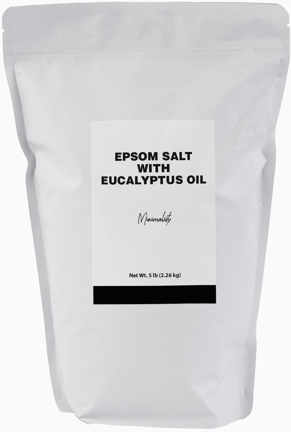 Minimalist Epsom Salt with Eucalyptus Oil, Perfect for Scented Baths and Soaks, Packaged for Convenience in a Refillable Bag (80 Ounce)