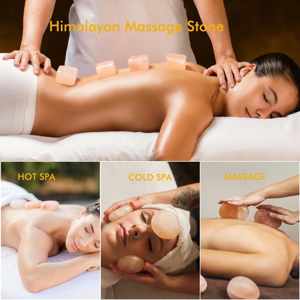 6Pc Hot Massage Stones Set Himalayan Salt Heated Warmer Stone for Spa Massage