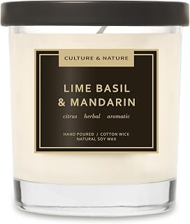 CULTURE & NATURE Natural Soy Wax Candle 7oz Lime Basil & Mandarin Scented