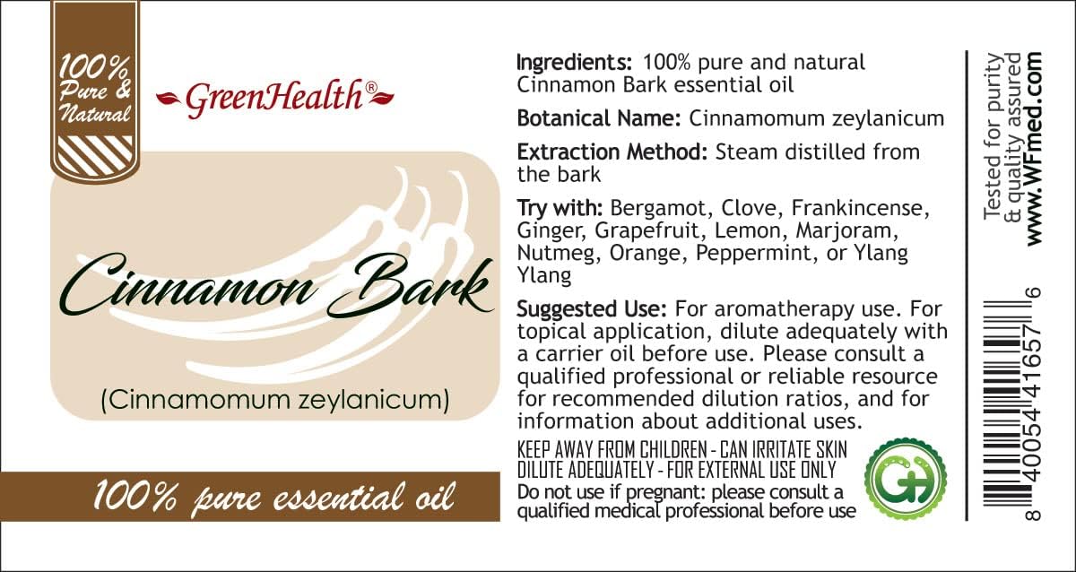 GreenHealth - 5 ml Cinnamon Bark Essential Oil - 100% Pure
