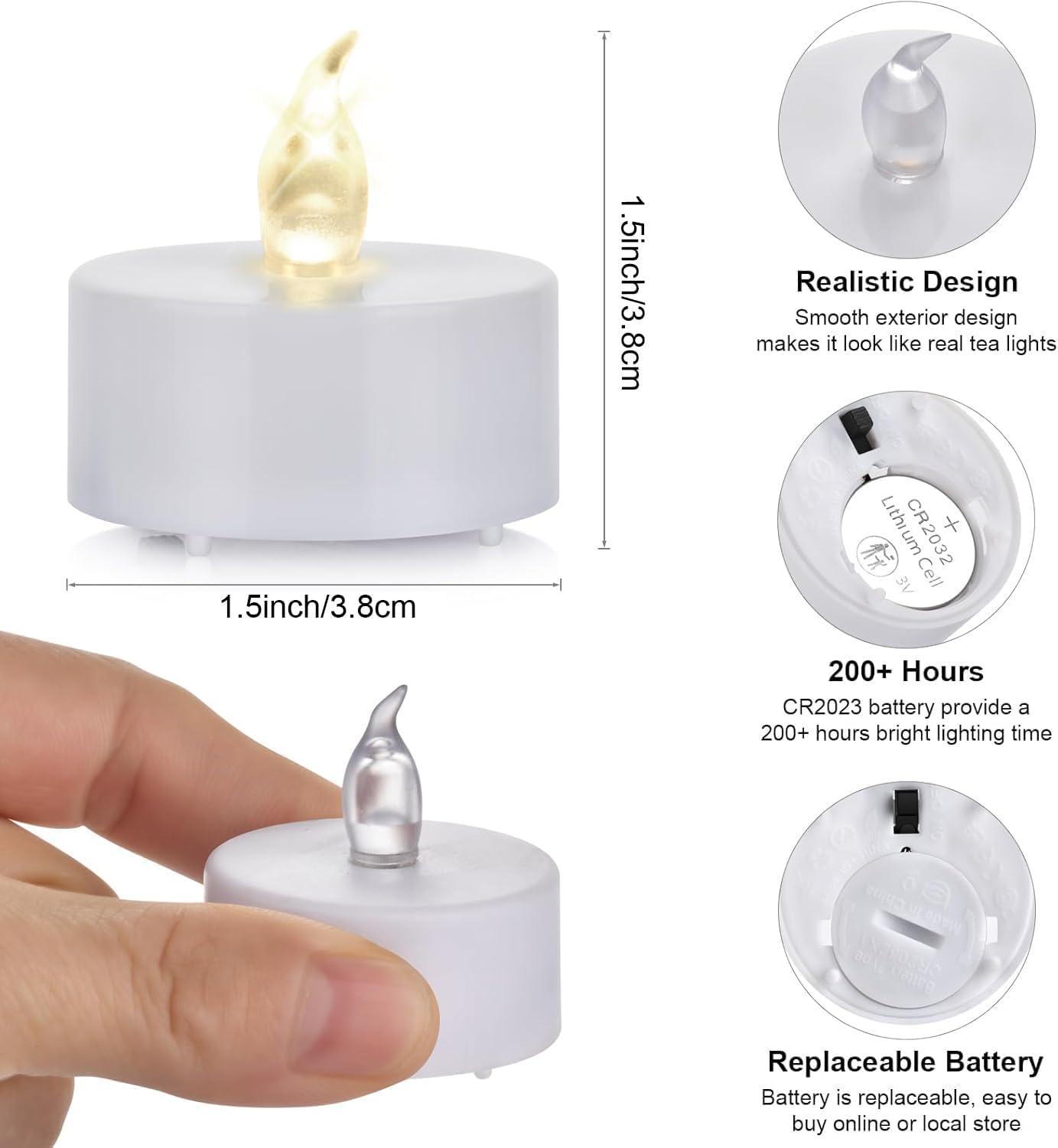 Battery Operated LED Tea Lights: 24PACK Flameless Votive Candles Lamp Realistic and Bright Flickering Holiday Gift Long Lasting 200Hours for Seasonal & Festival Celebration Warm White