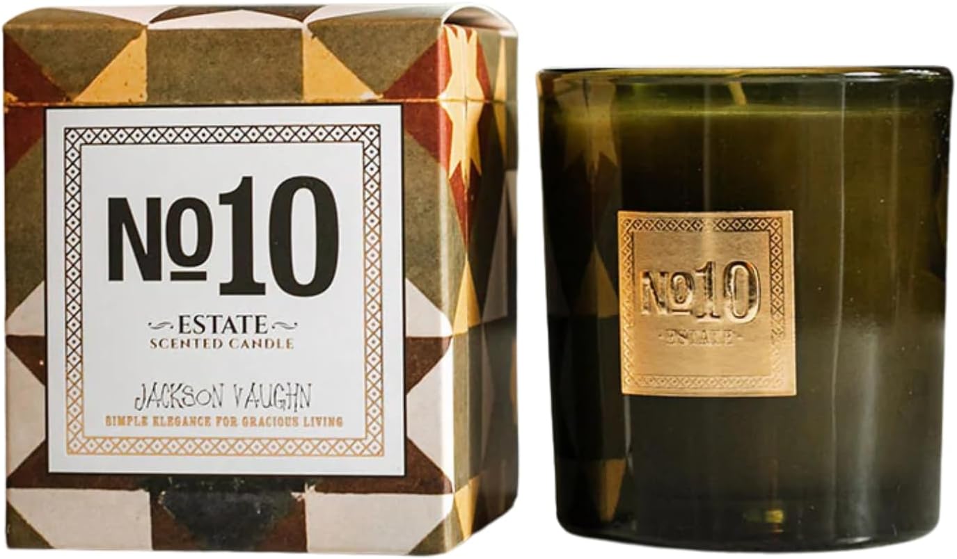 Jackson Vaughn Scented Candle | Aromatherapy Long Lasting Candles Luxury Home Fragrance Decor Gifts Hand Poured Soy Wax Notes of Fresh Lemon, Basil, Crushed Mint 55 Hour Burn 14.5oz (No. 10 Estate)