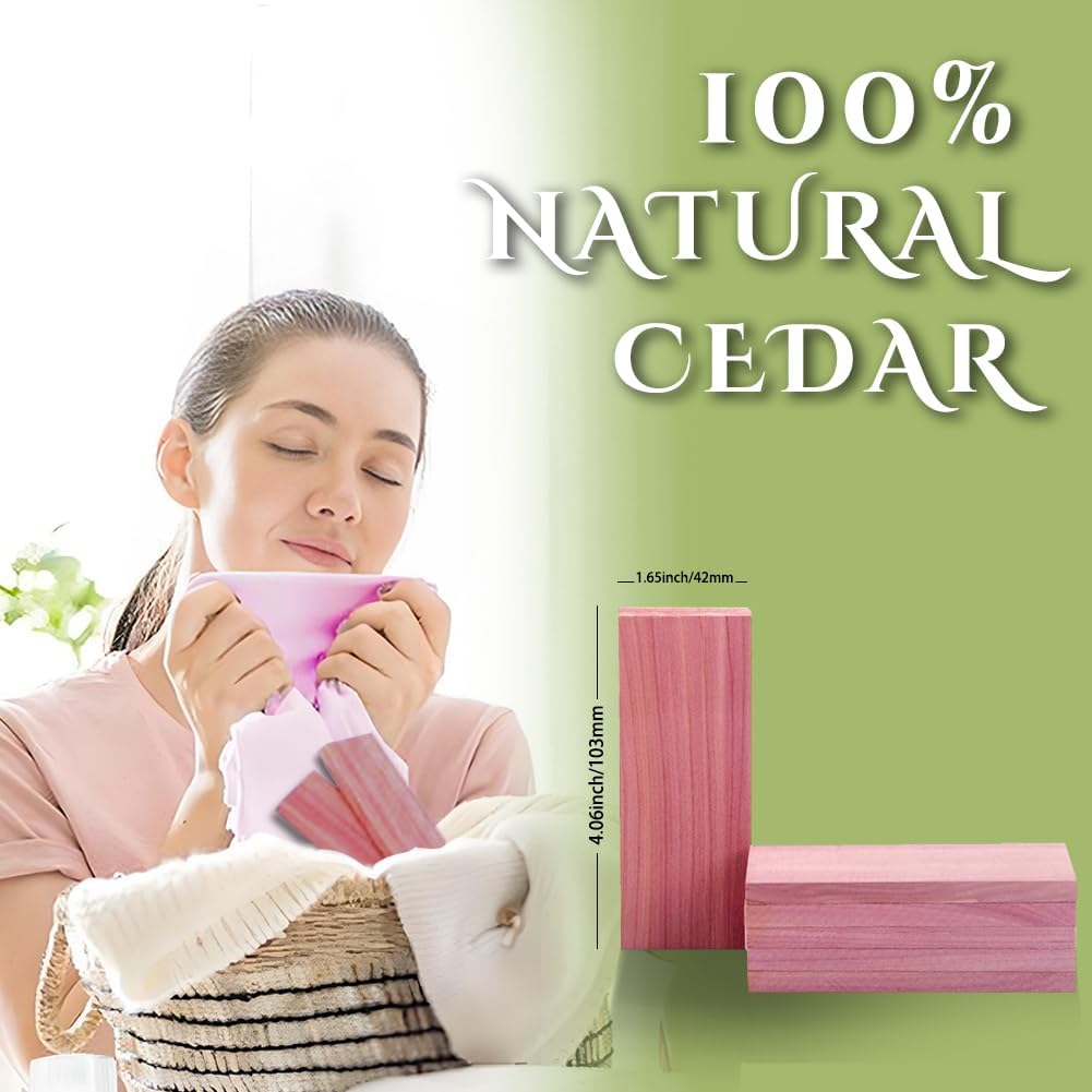 Cedar Space Cedar Blocks for Closet Storage,100% Aromatic Red Ceder Blocks Cedar Planks Chips 16pcs for Closet Drawers 100% Natural Wood Chips