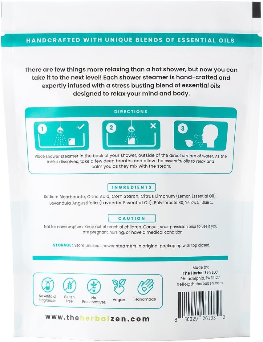 Stress Fighter Shower Steamers Aromatherapy for Relaxing - USA Made Mothers Day Gift for Mom - Lavender & Lemon Shower Bomb Tablets – Soothing Natural Essential Oils (10 Pack)