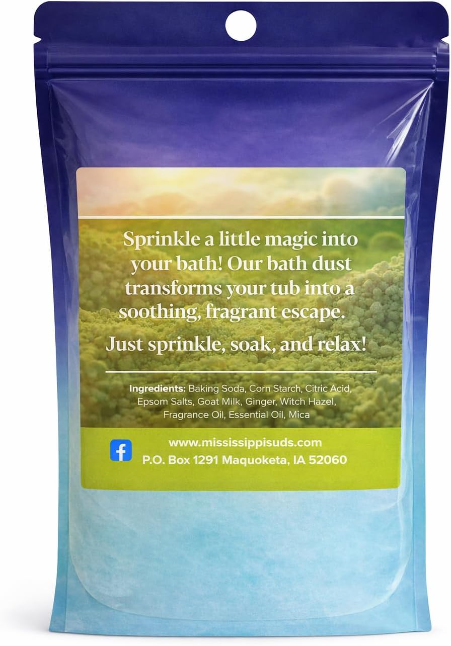 Bath Bomb Dust for Kids, Women, Powder, Salts, Goat Milk Soak, Fizzies, Ginger, Bubbles, Fizz, Mississippi Suds (Coconut Lime Splash)
