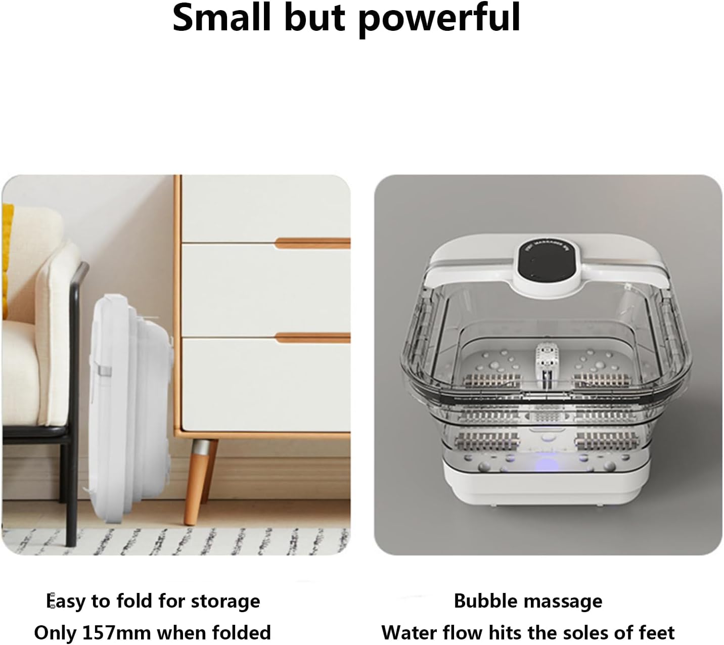 Collapsible Foot Bath Spa with Heat and Massage Rollers, Foldable Foot Soak Tub with Bubbles Pedicure Foot Spa Massager with for Home Use