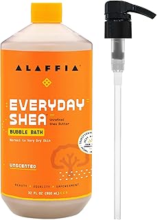 Alaffia Bubble Bath for Women, Unscented – Everyday Shea Butter Formula with Wild Yam, 32 Fl Oz