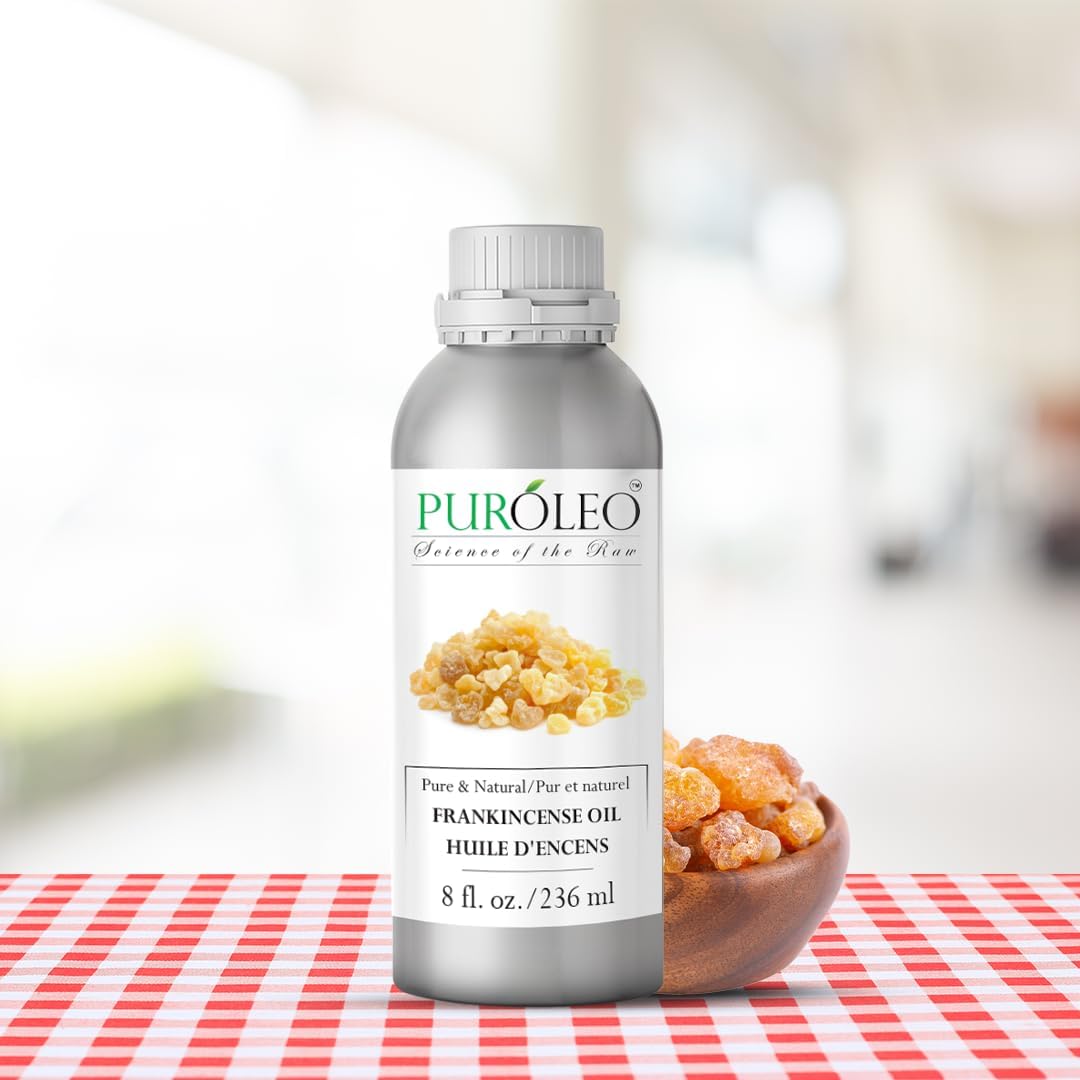 PUROLEO Frankincense Essential Oil 8 Fl Oz/236 ML (Packed in Canada) 100% Pure Natural Undiluted, for Aromatherapy, Perfume for Women, Fragrance, Massage, Essential Oil for diffusers Aromatherapy