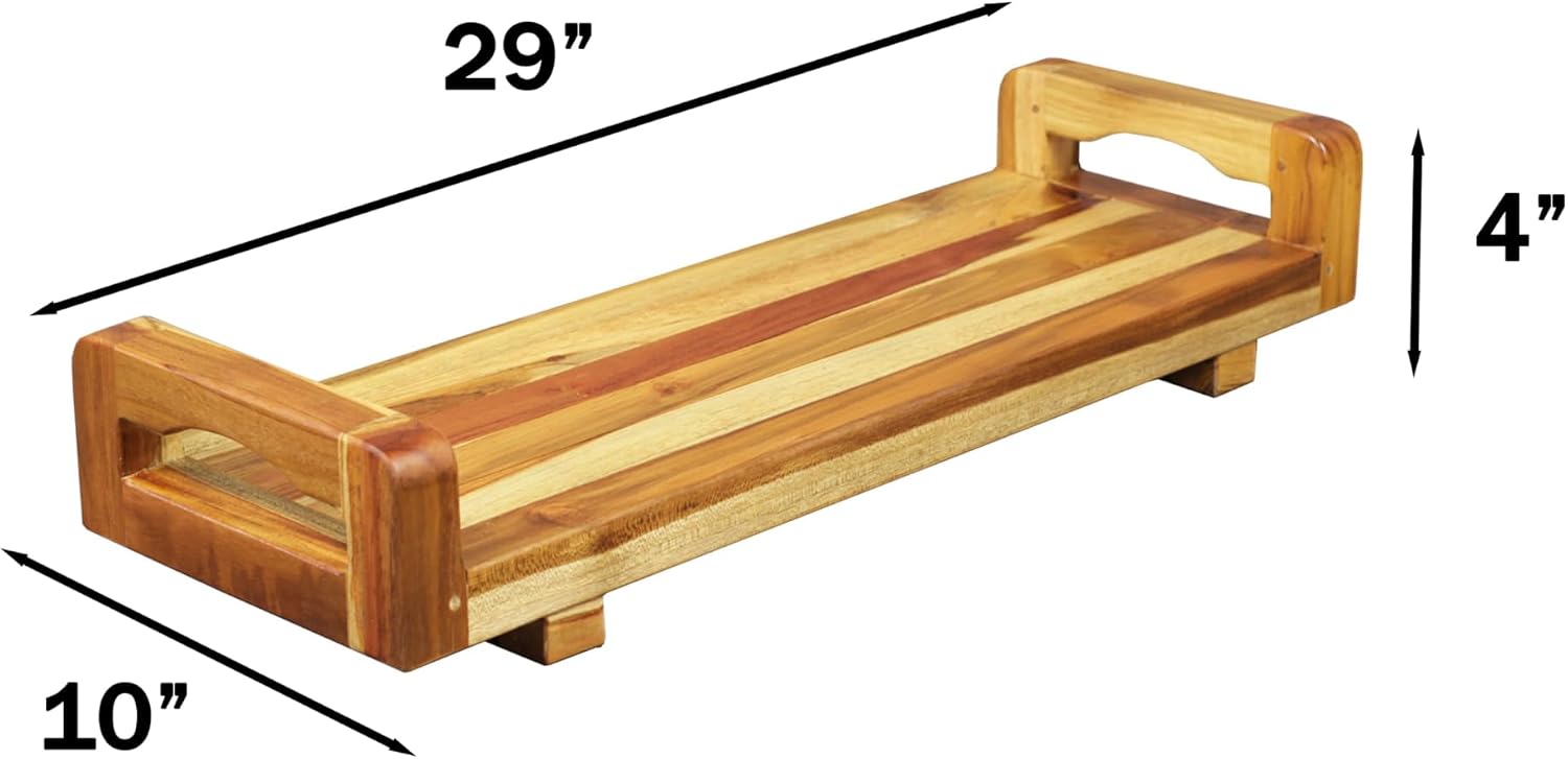 EcoDecors, 29 inch, with LiftAid Handles, Bath Tray for Tub, Bath Tub Tray Wood, Bathtub Table, Caddy for Bathtub in Natural Teak