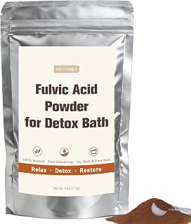 Fulvic Acid Detox Bath Powder 4oz – Natural Mineral Bath Soak for Foot & Body, Vegan Self-Care Spa Gift, No Additives, Gentle on Skin, Fast Dissolving, Includes 5g Scoop, Easy to Use