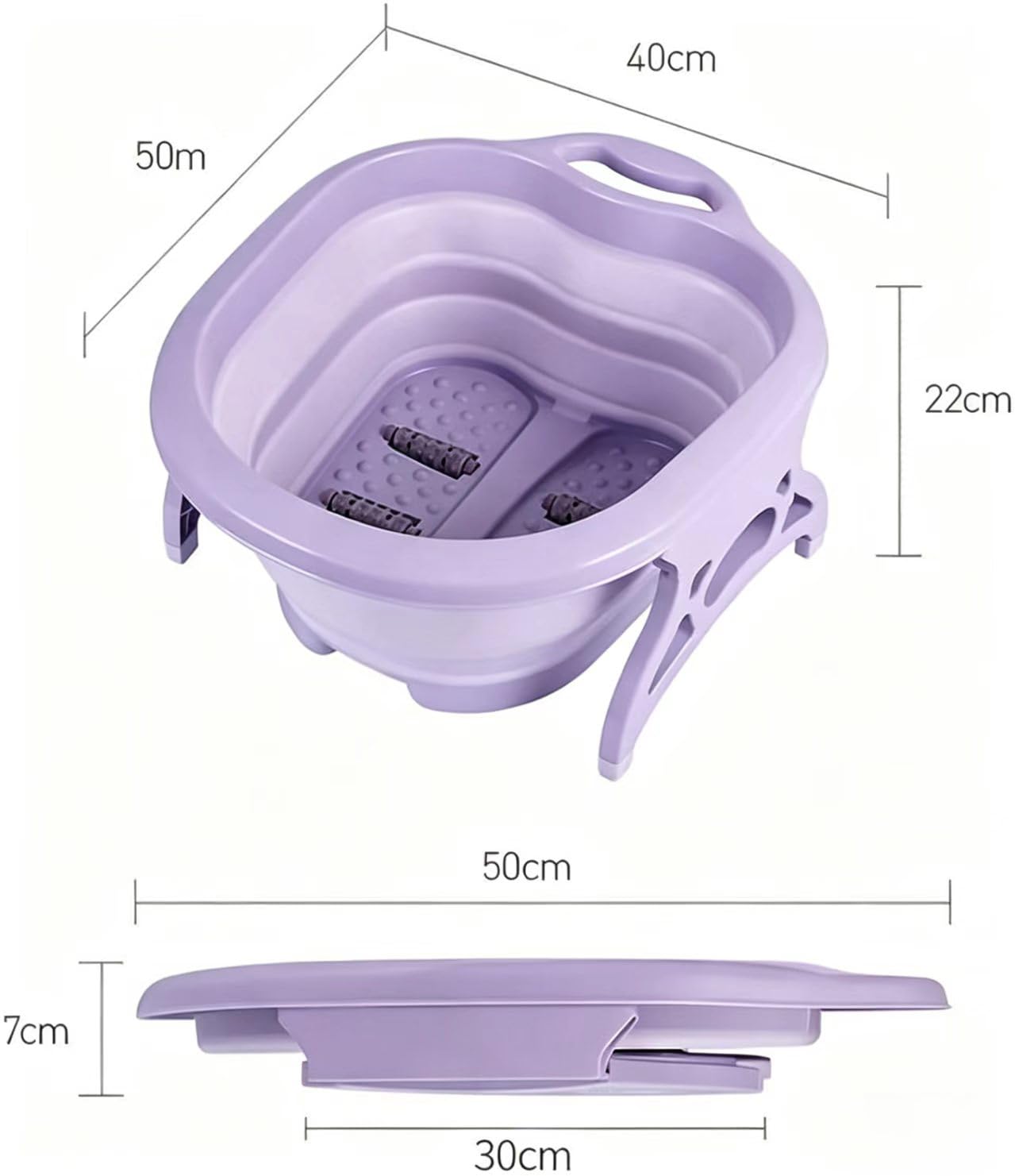 Foldable Foot Spa Bath Massager with Massage Rollers, Collapsible Foot Soak Tub with Non-Slip Legs & Handle, Portable Pedicure Basin for Soaking Feet, Relieve Foot Fatigue, Home Use, Space Saving