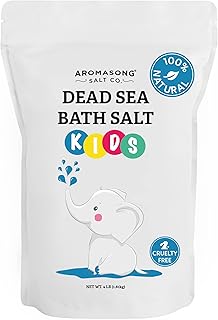 Aromasong Dead Sea Salt for Kids Bath Soak, 4 Lbs. Fine Grain Large Bulk resealable Pack, 100% Pure & Natural.