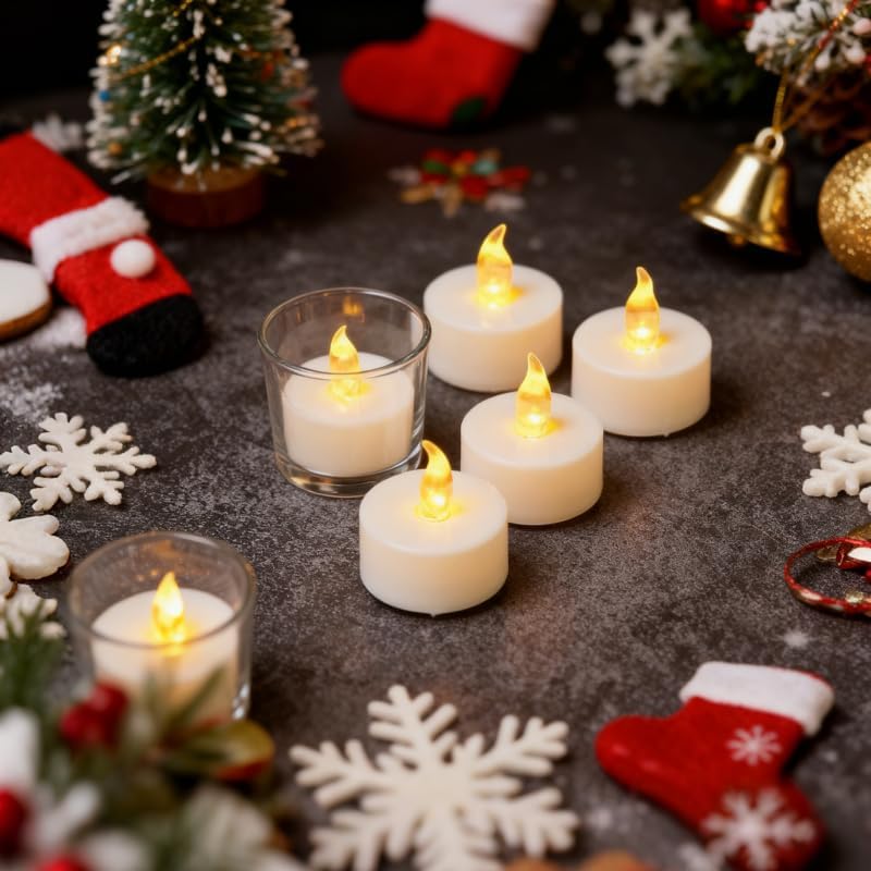 YIWER Tea Lights LED Tea Light Candles 200 Hours Pack of 100 Realistic Flickering Bulb Battery Operated Tea Lights for Seasonal Festival Celebration Electric Fake Candle in Warm Yellow(2 * 50)