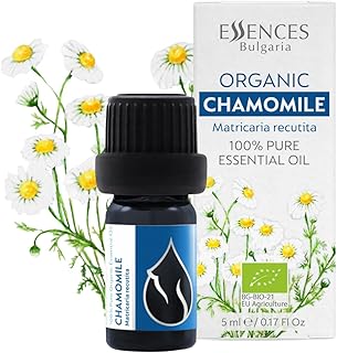 Essences Bulgaria Organic Chamomile Essential Oil - Blue 1/6 Fl Oz | 5ml | Matricaria recutita | 100% Pure and Natural | Undiluted | Therapeutic Grade | Family Owned Farm | Steam-Distilled | Non-GMO