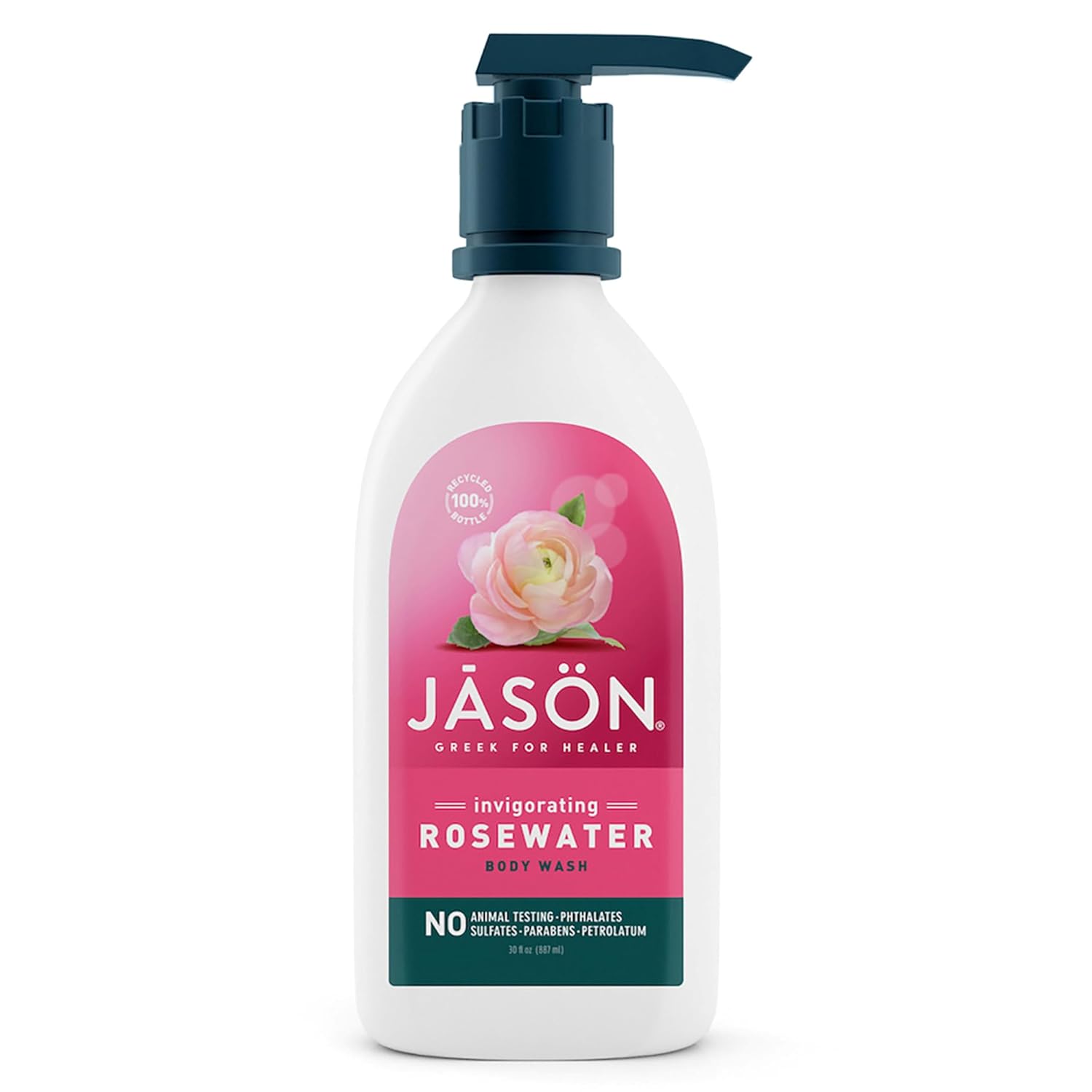 JASON Rosewater Invigorating Body Wash Women/Men, For a Gentle & Clean Feel, 30 Fluid Ounces