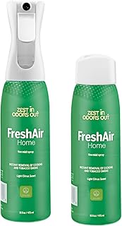 House of Zest FreshAir Home Odor Eliminator Spray for Home, Air Freshener Spray for Trash, Bathroom, Laundry, Kitchen & Diaper Odors, Plant-Based, Light Citrus Scent, 16 Fl Oz (Pack of 2)