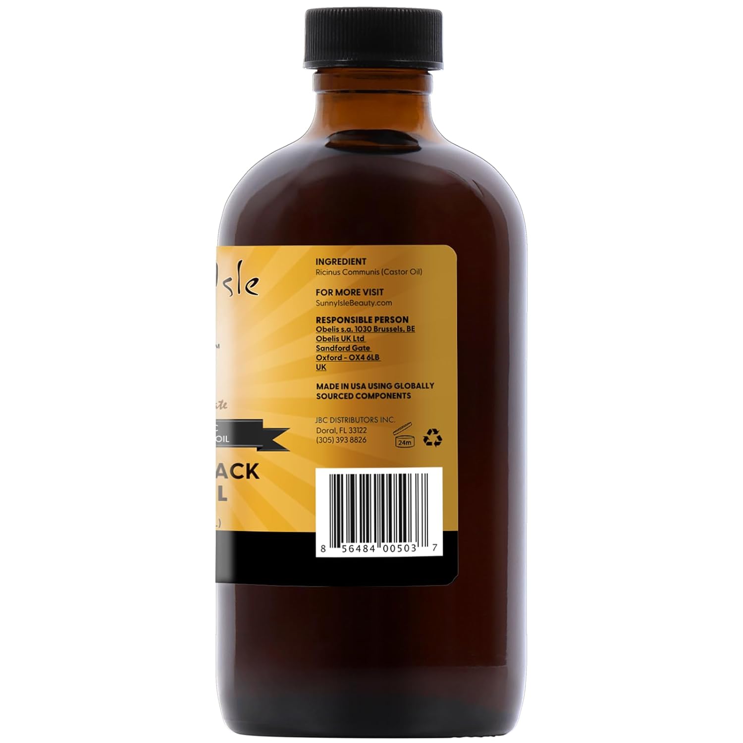 Sunny Isle Jamaican Black Castor Oil - Moisturizing, Thickening, Repairing - 8 Fl Oz