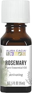 Aura Cacia Rosemary Essential Oil, Pure Rosmarinus Officinalis Oil, Aromatherapy for Skincare, Massage, Hair Care, DIY Blends | 0.5 Fl Oz (Pack of 1)